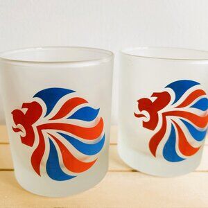 Team GB Great Britain Frosted Vintage Barware Glasses